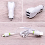 AЗУ с кабелем micro USB 2.4А 2USB MY-112 EMY (белый), автомобильное зарядное устройство
