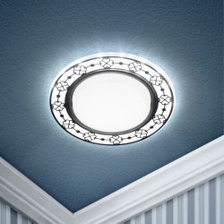 DK LD28 WH/BK Светильник ЭРА декор cо светодиодной подсветкой GX53, белый/черный