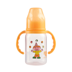 Бутылочка с ручками с силиконовой соской со средним потоком ПОМА 140 мл. с 4 месяцев, оранжевый