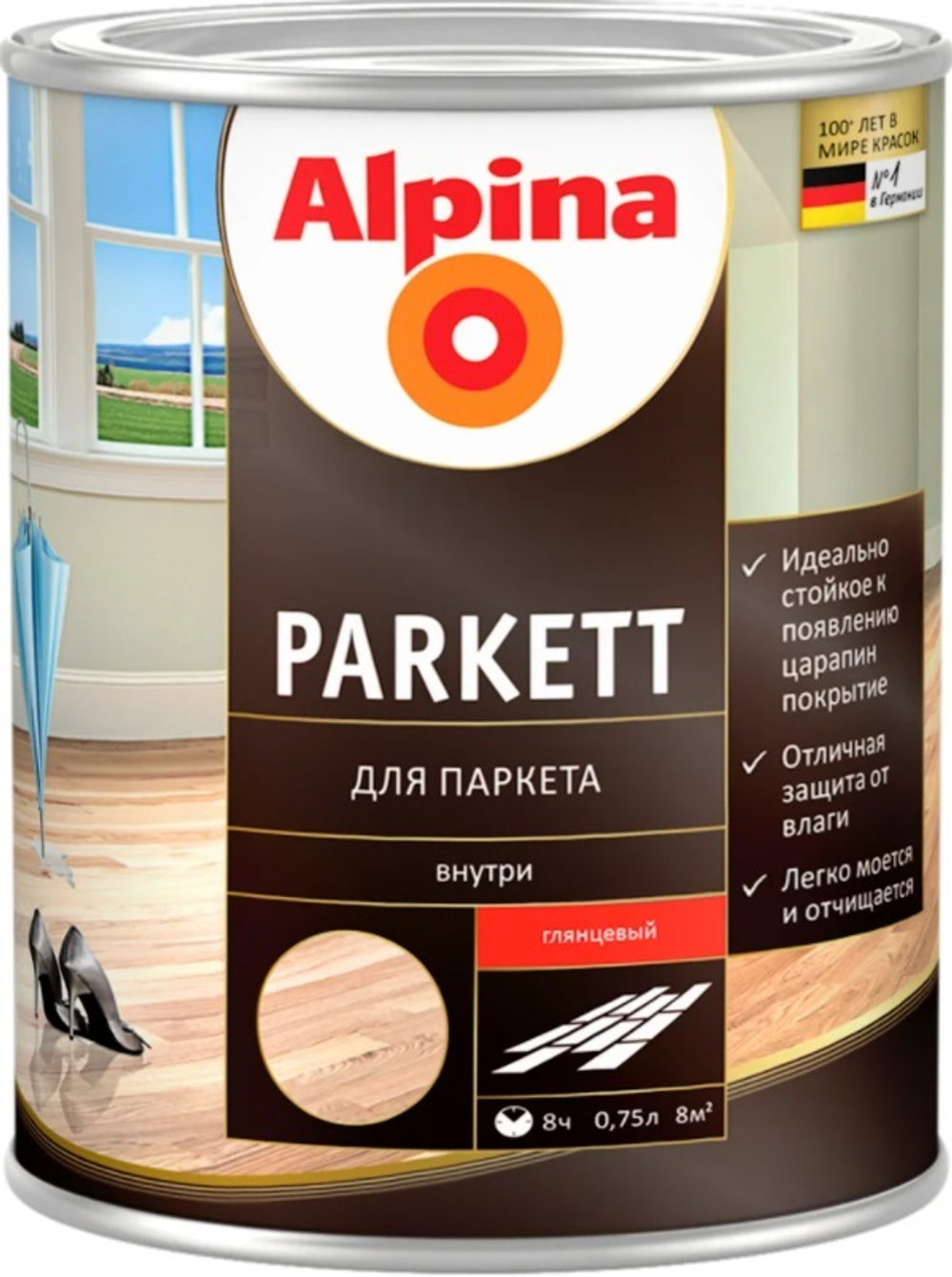 Лак паркет глянцевый  0,75 alpina