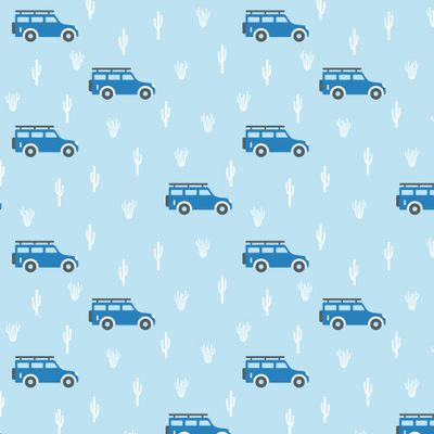 Buy baby fabric jeeps cacti desert light blue