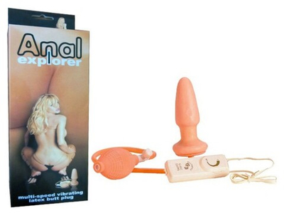 Надувная пробка с грушей Butt Plug (10,5 см, телесный) (Цвет: телесный)