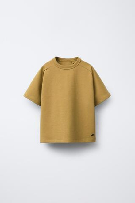 ZARA ФУТБОЛКА С ЛОГОТИПОМ, ТЕМНО-ОЛИВКОВЫЙ
