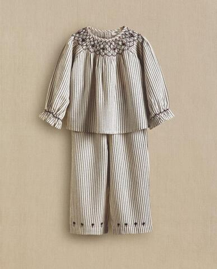 ZARA HOME ДЕТСКАЯ ПИЖАМА С РОЖДЕСТВЕНСКОЙ ВЫШИВКОЙ, ЖЕЛТОВАТО-БЕЛЫЙ