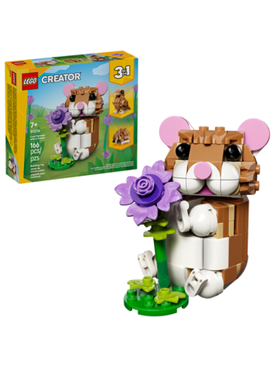 Конструктор Лего Креатор Милый хомяк с цветком — 3в1 | LEGO Creator Cute Hamster 166 деталей (7+) 31376_УЦЕНКА