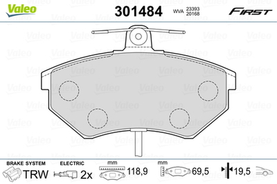 VALEO - 301484-VAL - Brake Pad Set, disc brake
