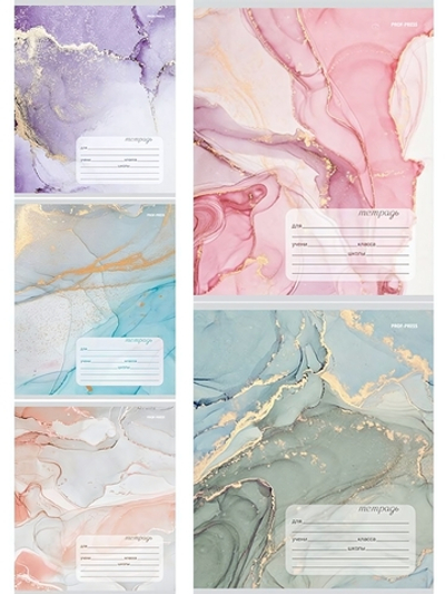 Тетрадь А5 18л. клетка "Мраморный дизайн" мелов.облистер 5 дизайнов (Проф-Пресс)(Проф-Пресс)