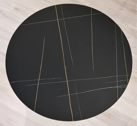 Стол Yoda Black, Ø130 см, черный керамогранит