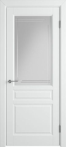 Межкомнатная дверь VFD (ВФД) Stockholm (Стокгольм) Polar (эмаль белая) стекло гравировка