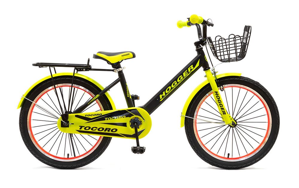 Велосипед 20&quot; HOGGER &quot;TOCORO&quot; сталь, ручной и ножной тормоз, корзина, черно-лимонный