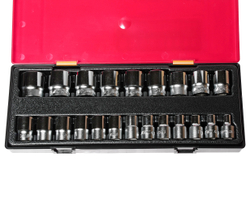 Набор головок торцевых 1/2" 6-ти гранных 08-32мм 22 предмета в кейсе JTC