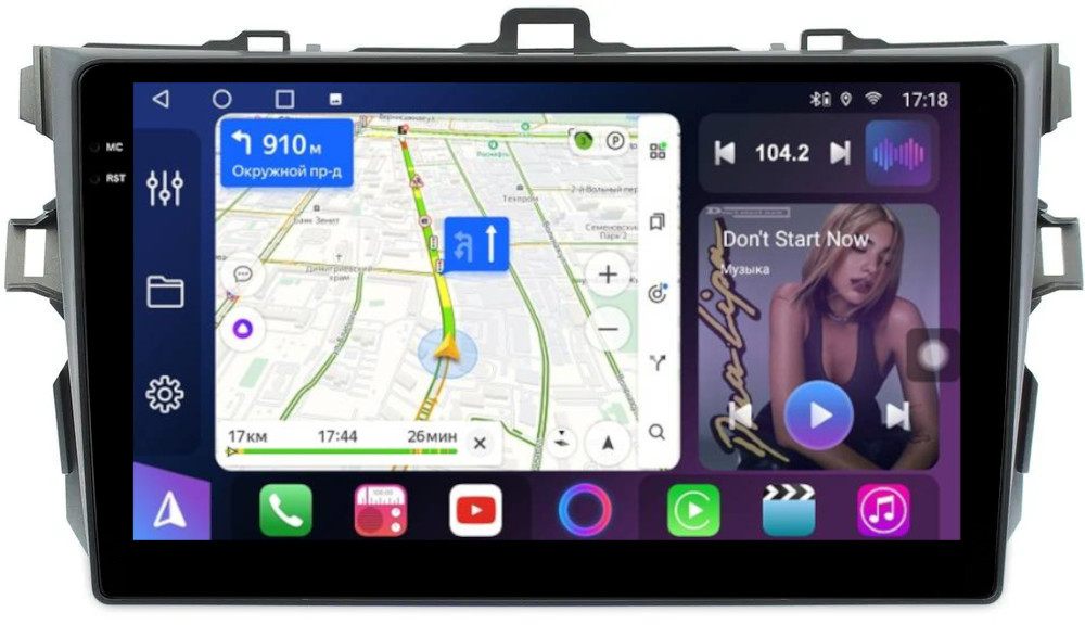 Магнитола для Toyota Corolla 150 2006-2013 (рамка тип 1) - FarCar BM063M монитор 9.5" QLED на Android 14, TS10, 4+32Гб, CarPlay, 4G SIM-слот