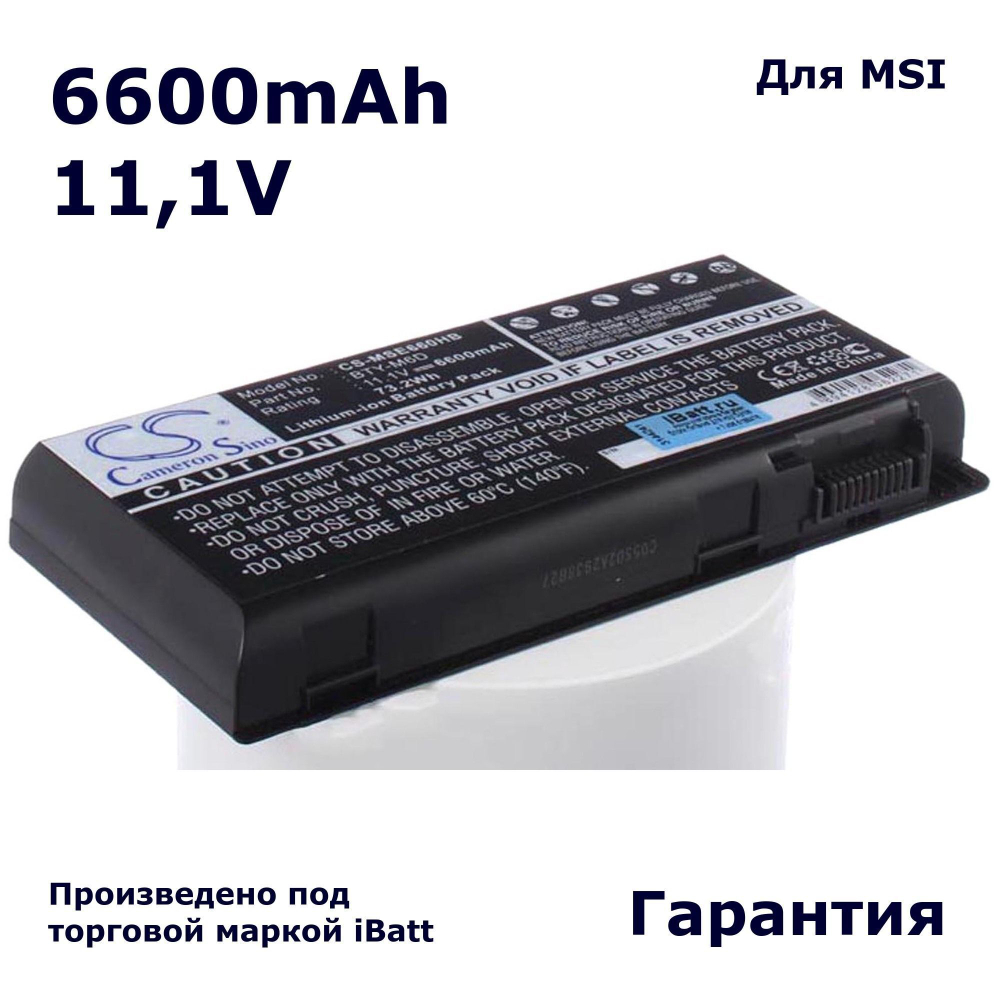 Аккумулятор iBatt 6600mAh, для GT780DX-838 GX60 3CC-402 Series GX660R GT60 0NC-436X 2QD Dominator 4K Edition GT683-284 GT683-827 GT70 2OD-643RU Dragon 2PC-1672