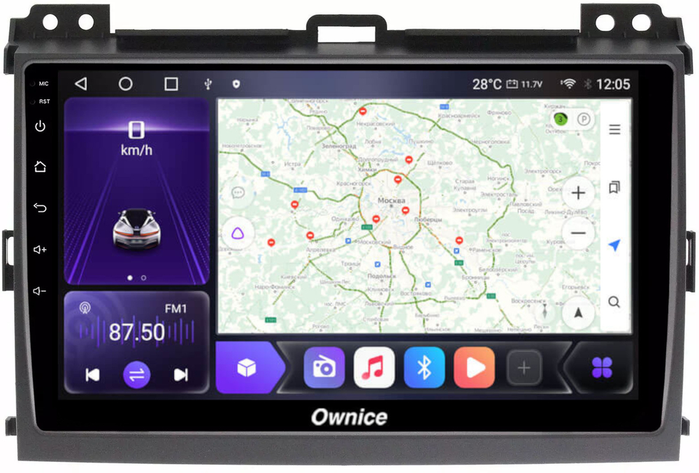 Магнитола для Toyota Land Cruiser Prado 120, Lexus GX470 (экран климата внизу) - Carmedia OL-9696 QLed, Android 12, TS10, CarPlay, 4G SIM-слот