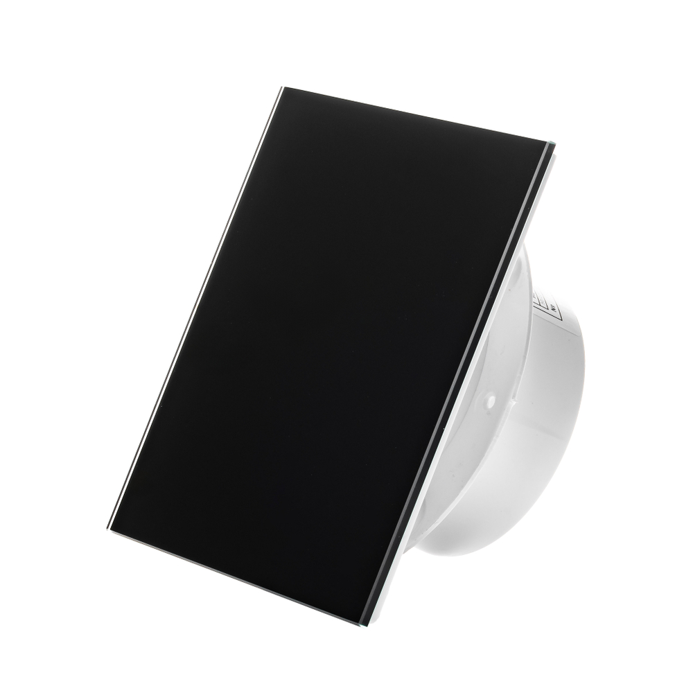 Вытяжной тонкий вентилятор SlimVent МV 100, стекло квадрат черный глянец
