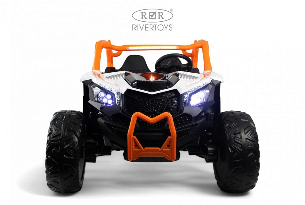 Детский электромобиль RiverToys X707XX WHITE-ORANGE/бело-оранжевый