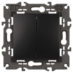 14-1104-05 ЭРА Выключатель двойной, 10АХ-250В, IP20, Эра Elegance, антрацит