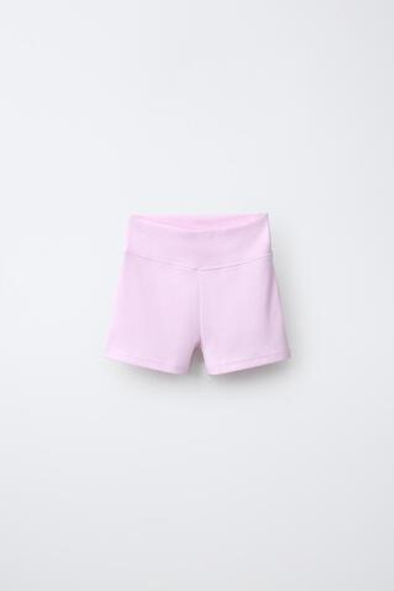 ZARA КОРОТКИЕ ВЕЛОСИПЕДКИ В РУБЧИК, РОЗОВЫЙ