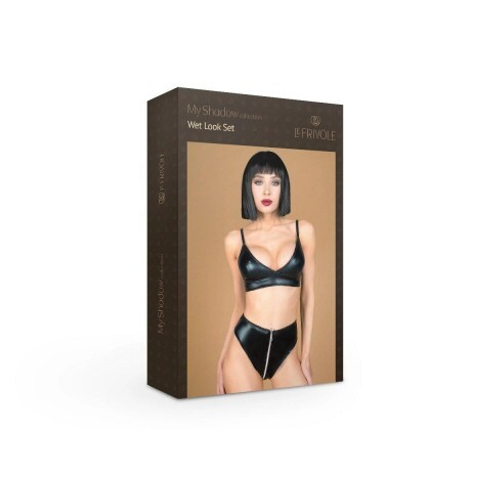 Эротический комплект белья Wet Look Le Frivole My Shadow, S-M (лиф, трусики)