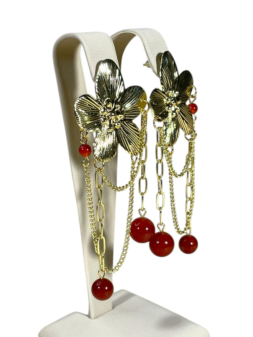 Серьги Сакура с сердоликом