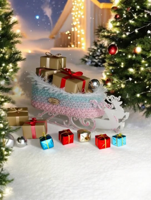 Сани Деда Мороза с оленями, украшение под ёлку, подарок на новый год