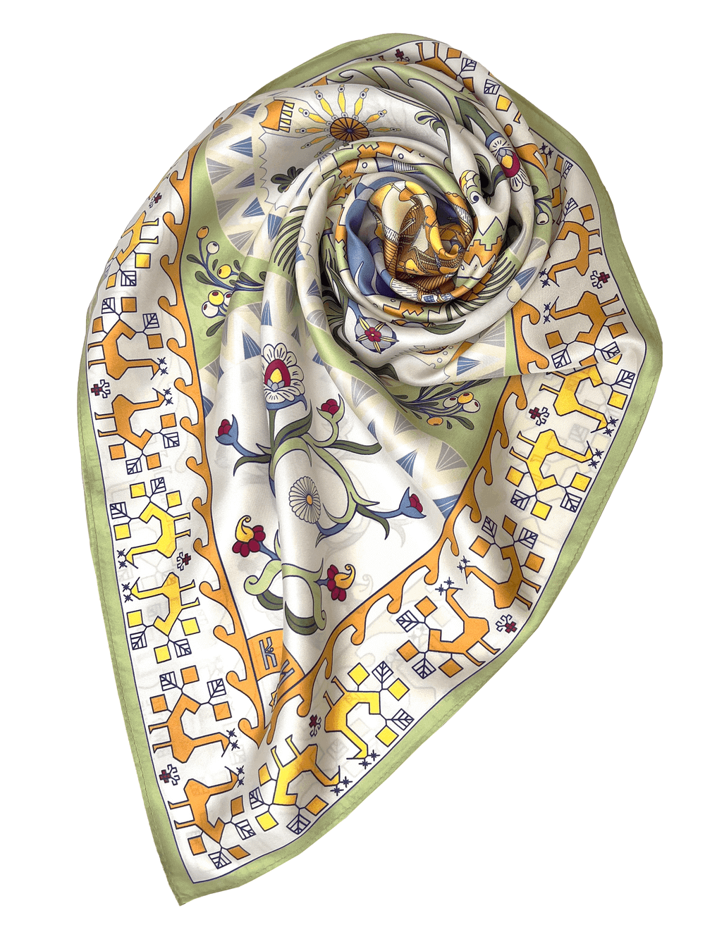 Платок «Кижи. Деревянное зодчество» 100% шелк