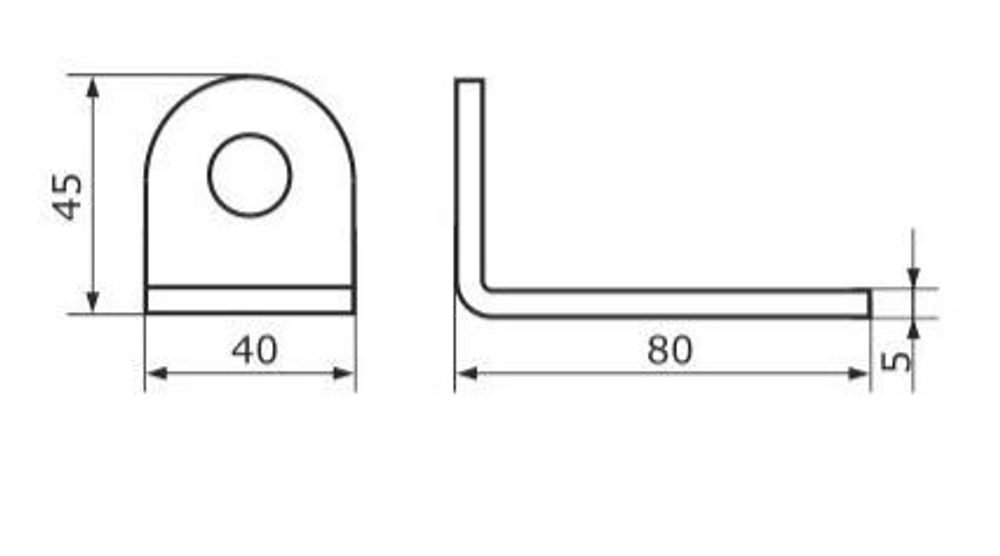 Проушина угловая 80*45*40 усиленная черная (толщ.5мм) Домарт / 9930