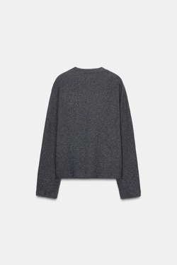 ZARA МЯГКАЯ ТОЛСТОВКА С ДЛИННЫМ РУКАВОМ, СЕРЫЙ МЕЛАНЖ