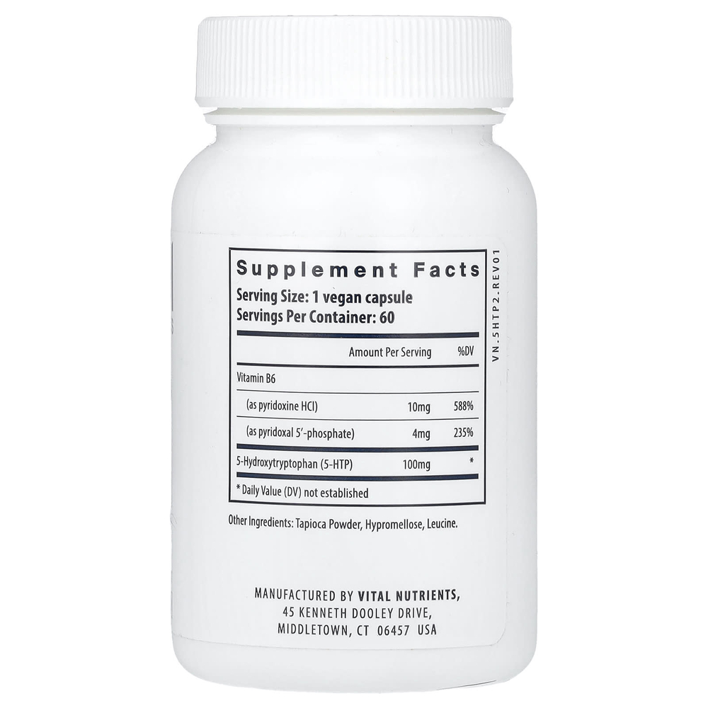 Vital Nutrients, 5-HTP, 100 мг, 60 веганских капсул