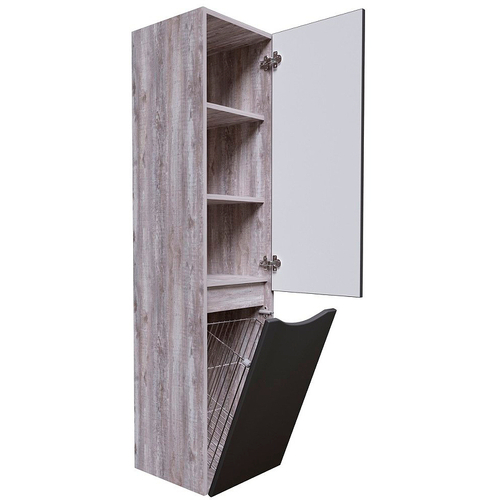 Шкаф пенал Grossman Талис 35 303507 подвесной с бельевой корзиной Бетон пайн Серый