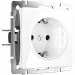 Розетка с заземлением и шторками (белый)