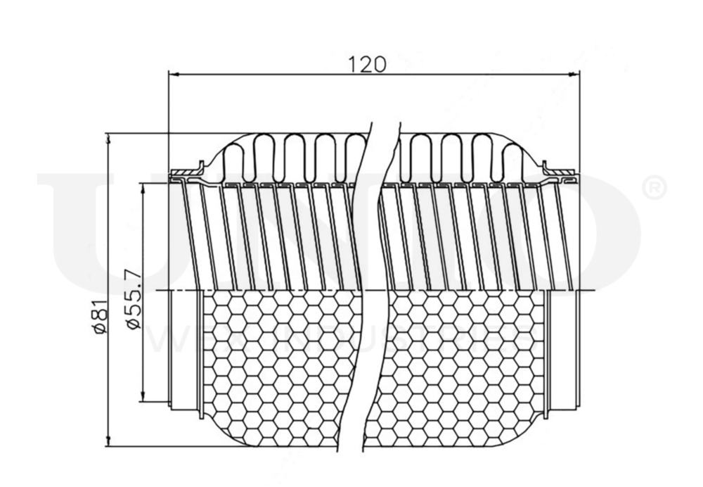Гофра глушителя 55x120 мм WireFlex UNIO EXP-55120W
