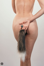 Анальная пробка Lola Games Galaxy с черным меховым хвостом