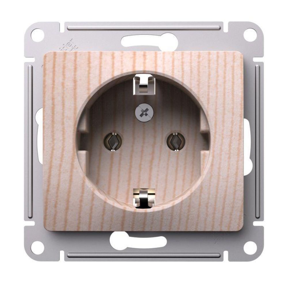 Розетка Glossa 16А с заземл. механизм сосна SE GSL001543