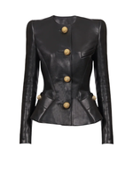 Куртка-пеплум из кожи ягнёнка от Balmain