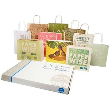 Коробка образцов пакетов из бумаги, полученной из сельскохозяйственных отходов, и крафт-бумаги