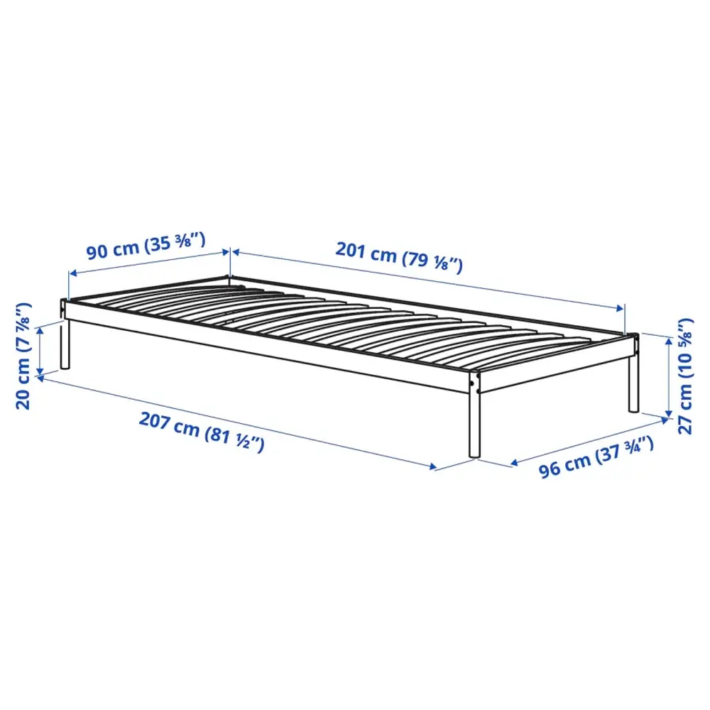 Каркас кровати с 1 изголовьем - IKEA VEVELSTAD, 200х90 см, белый, ВЕВЕЛСТАД ИКЕА