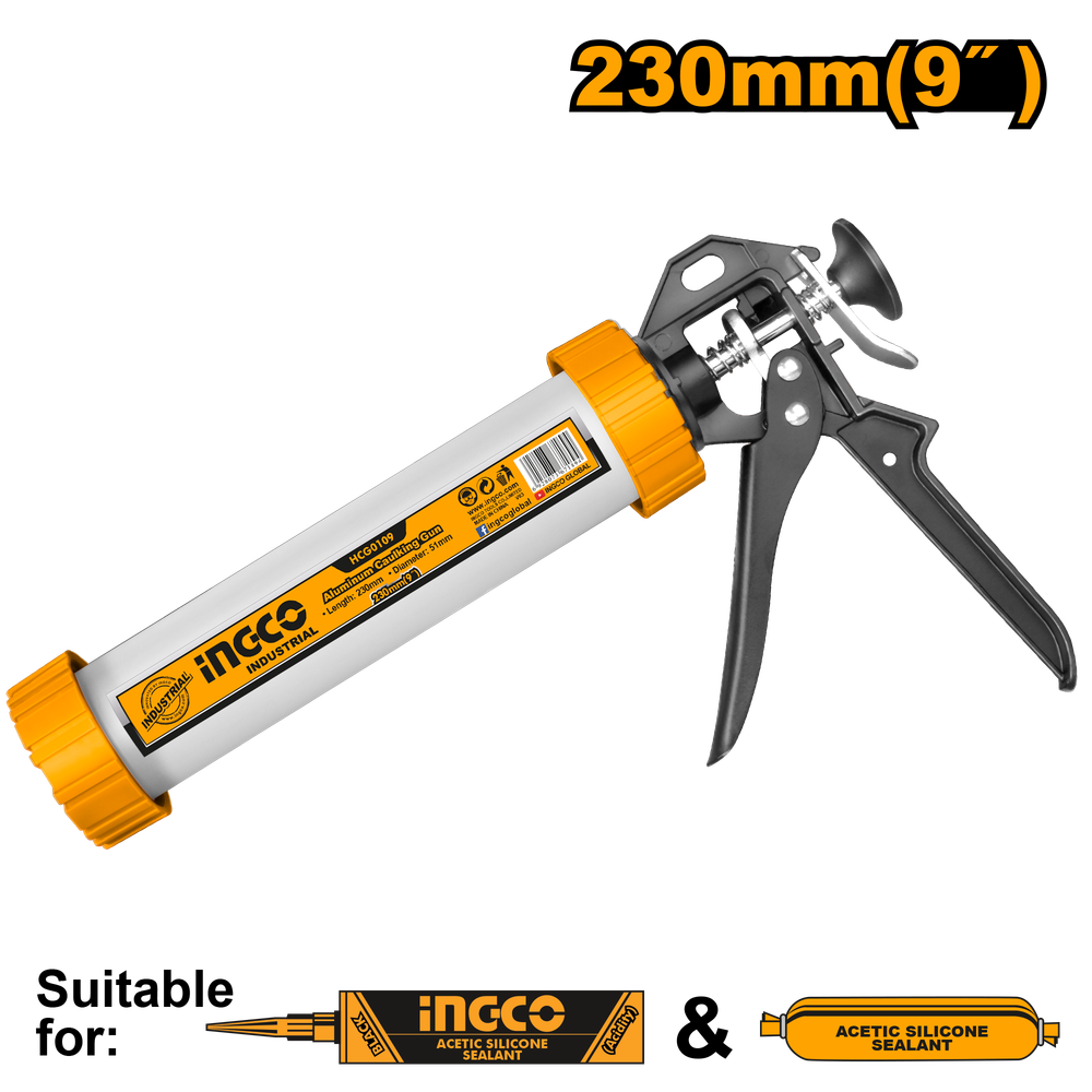 Пистолет для герметика закрытый INGCO HCG0109 INDUSTRIAL 235 мм