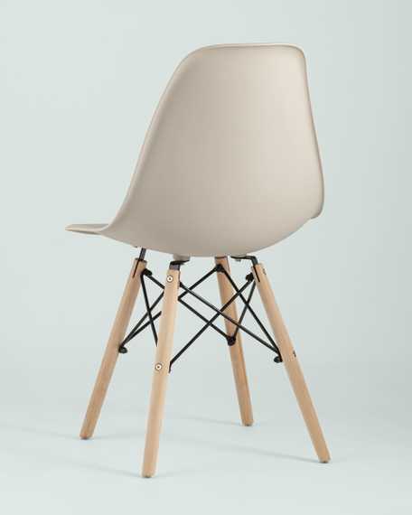Eames Style DSW бежевый пластик, стальной каркас, натуральный массив бука