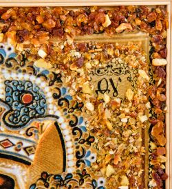 AMB-52/14 Икона Божией Матери «Тамбовская» (с янтарной крошкой) дер.рамка 30х40