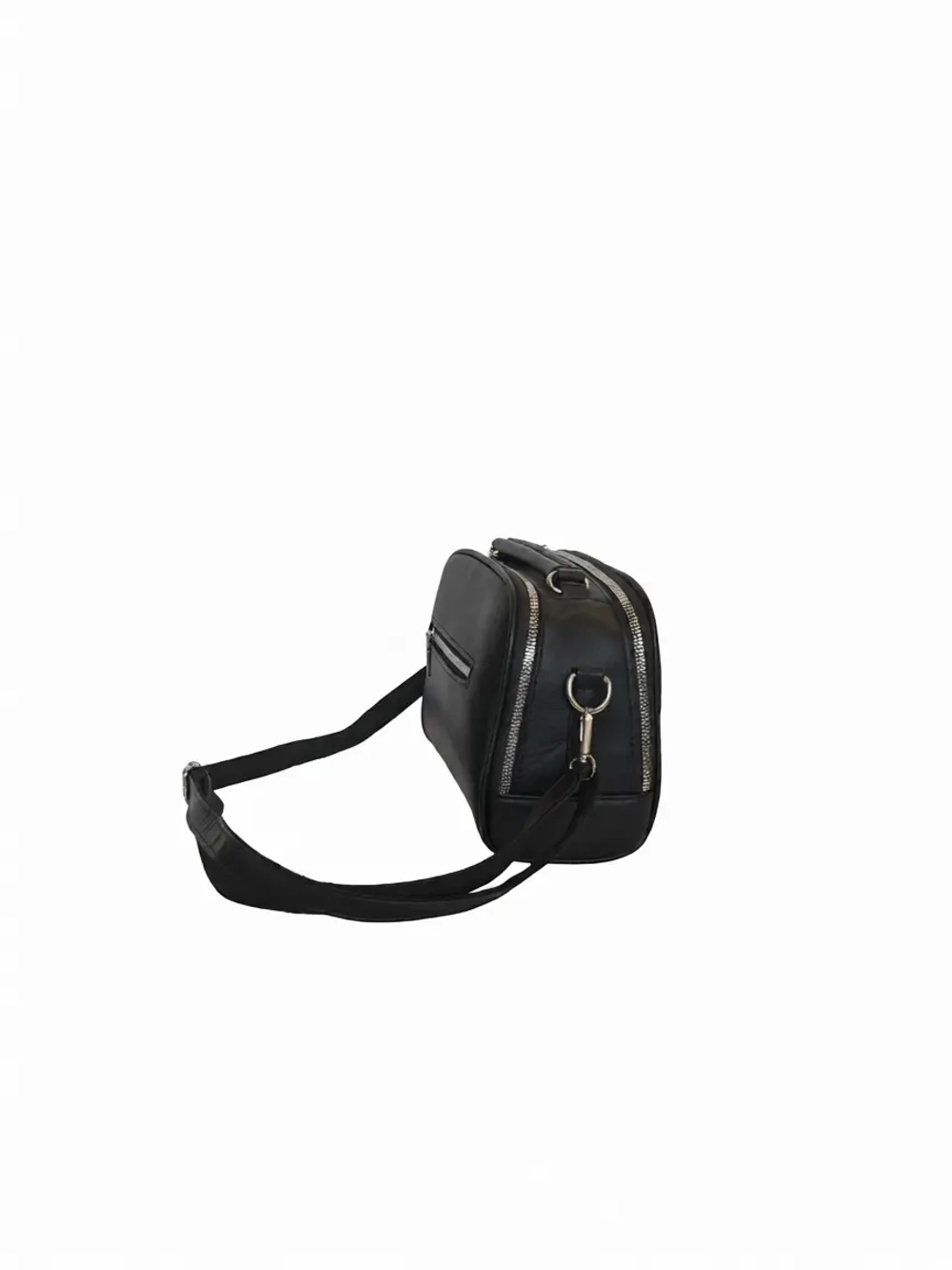 Сумка женская из экокожи с вельветом чёрная QOZA