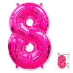 Шар (40"/102 см) Цифра "8" Фуксия в упаковке / Eight