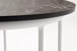 "Эквадор" журнальный стол из HPL круглый Ø40 H55, каркас из алюминия белый муар, цвет столешницы "серый мрамор"