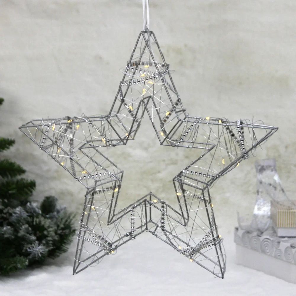 Сувенир с подсветкой «Звёздный день» 35*4*35 см (батарейки 2 AA), Белый (свечение-теплый белый)