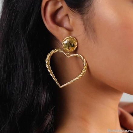 Серьги ORI TAO, Merida, с сердцем, OT24.2-12-32045 (золотистый)