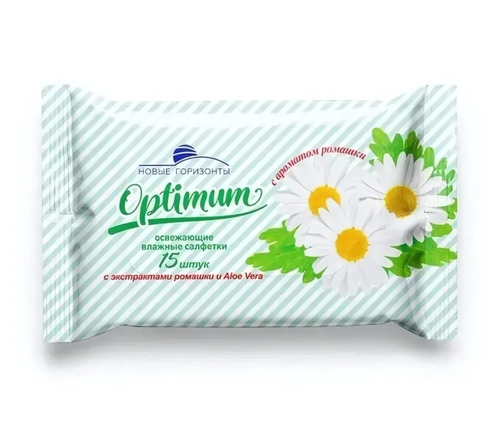 Салфетки влажные Новые Горизонты OPTIMUM ромашка 15 шт