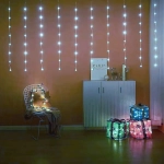 Гирлянда для дома ЗАНАВЕС «Жемчужина» ш3* в1 м 100 ламп LED, прозр. пров, 8 реж,IP-40, Белый (возможность соединения)