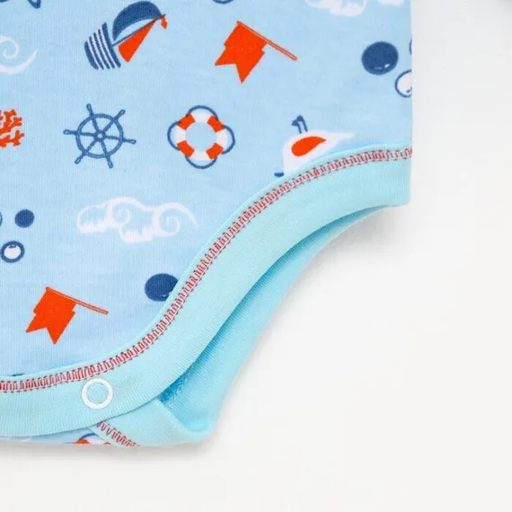 Боди детское «Полоска с якорем», цвет голубой, рост 80 см