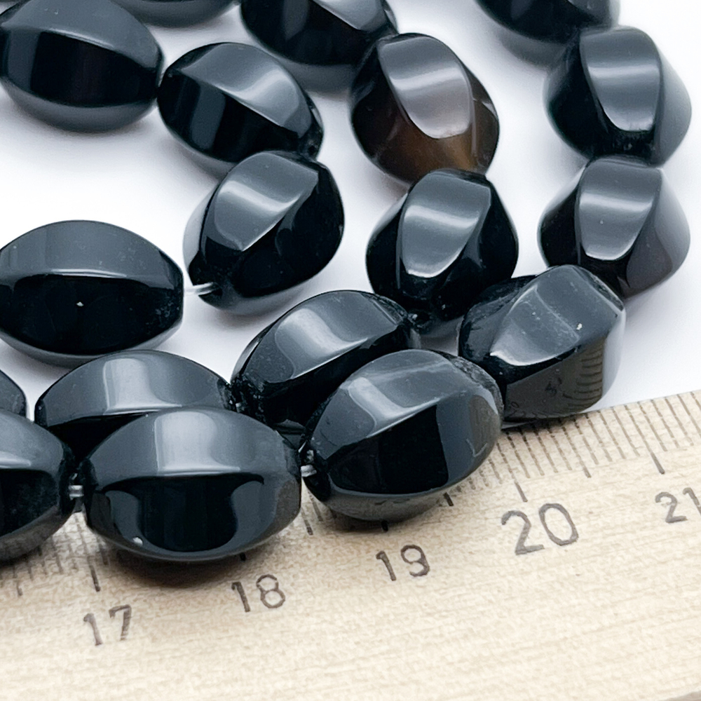 Агат черный бусины (тонированный), размер около 14*11 мм, цена за набор 6 шт