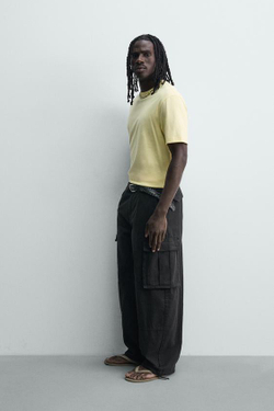 ZARA БРЮКИ КАРГО BALLOON FIT, ЧЕРНЫЙ